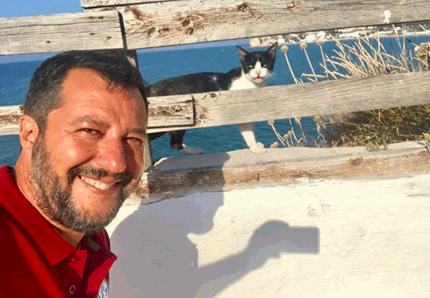 Salvini, selfie con il gatto: boom di clic